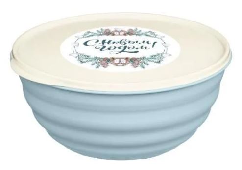 Миска Latina 2.1л с крышкой с декором (мятно-голубая)